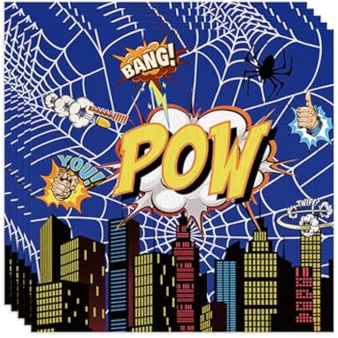 SPIDER WEB DECORATIVE NAPKINS, PACK OF 20 SPIDER NAPKINS, CHILDREN'S BIRTHDAY, SUPERHERO BIRTHDAY, BLUE RED GHOST SPIDER THEME PAPER NAPKINS, FOR SPIDER PARTY, BIRTHDAY DECORATION, HALLOWEEN - Image 2